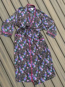 VTG Satin Robe JO Intimates Size M Floral Paisley Belted Long Sleeve Wrap Style - Picture 1 of 8