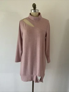 MOTTO Size 14 Soft Pink Knit Jumper Dress Soft Warm Stretch Cut Out Design - Picture 1 of 12
