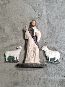 Der gute Hirte Figur Jesus mit Lämmern 12 cm Statue Vintage - Bild 1 von 6