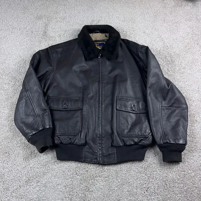 Chaqueta de cuero aerotransportada azul marino para hombre mediana marrón G1 vuelo aviador bombardero cuero Foto 1 de 4