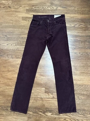 Rag & Bone Men’s RB15x Slim Straight Corduroy Pants in Wine Color Size 29x34 - Image 1 of 4