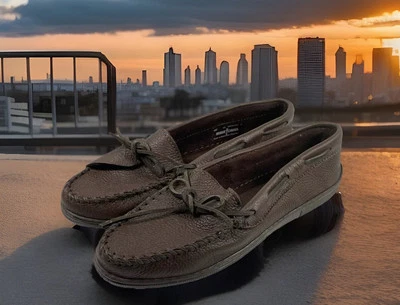 🔥 MINNETONKA Moccasin Shoes • Brown Genuine Moose Leather 492 Women's Size 11 - Image 1 of 4