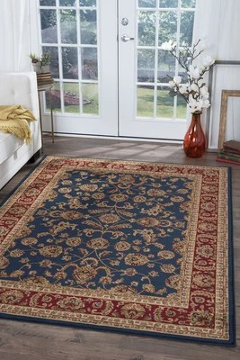 Blue Vines Leaves Bordered Scrolls Asian Area Rug 4797 - Aprx 8' 9" x 12' 3" - Imagem 1 de 4