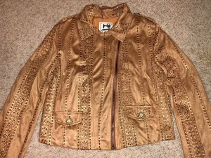 JAASE Faux Suede F/Z Chestnut Brown Asymmetric Zipper Jacket NEW Womens Sz XS - Picture 1 of 7