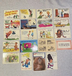 Big LOT OF 20 POSTCARDS Old COMIC funny HUMOR Vintage 1900s 1950s Vintage - Picture 1 of 9