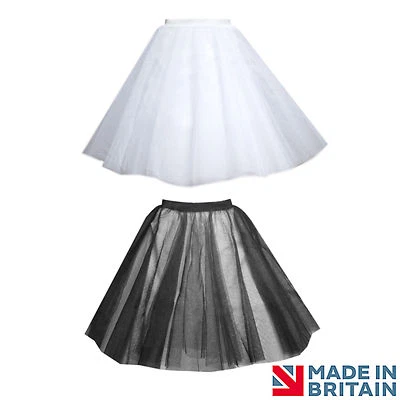 INSPIRED COSTUMES Netz PETTICOAT UNTERROCK 4 LAGEN Rock'n'Roll weiß schwarz