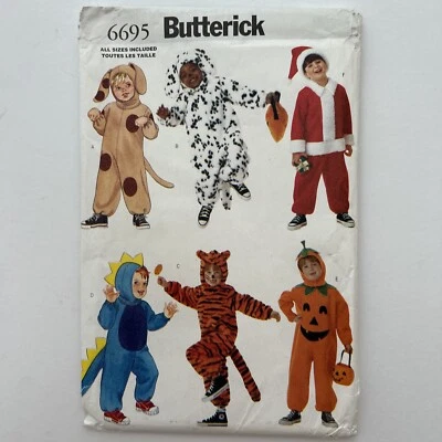 Butterick 6695 Baby Child Costume Tiger Dog Pumpkin Dinosaur New Uncut Pattern - Image 1 of 4