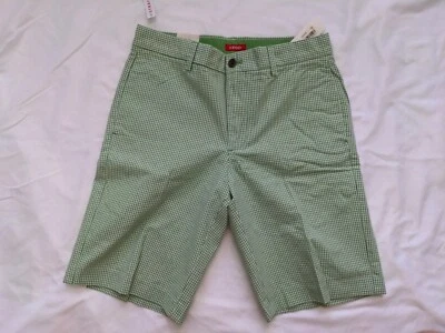 IZOD Green Plaid Gingham Checker Shorts Size 30 NWT Cotton Linen Straight $60 - Image 1 of 4