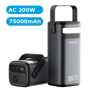 75000mAh Portable Power Bank Station with Fast Charge 200W AC Outlet for Camping - Picture 1 of 9