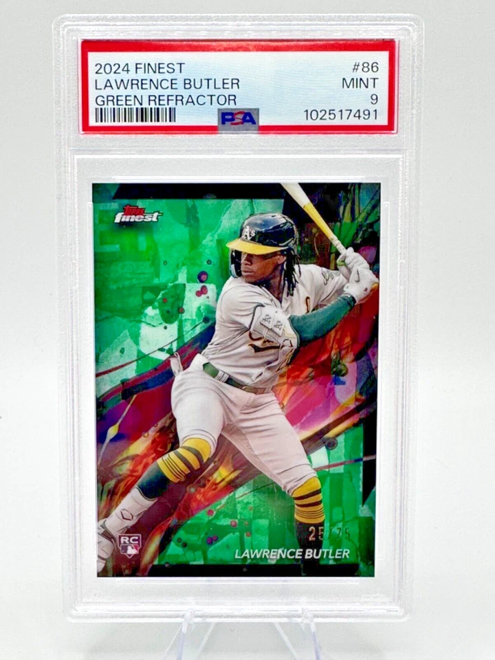 2024 Topps Finest - Green Refractor  Lawrence Butler #86 (RC) /75 PSA 9 - Image 1 of 2