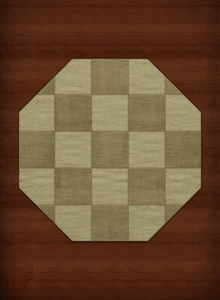 Green Transitional Hand Hooked Checkered Squares Grid Area Rug Checked DV15 - Picture 1 of 35