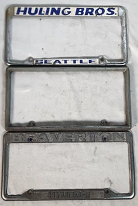 Vintage Metal License Plate Frame Lot of 3 - Seattle, Beaverton, Huling Bros - Bild 1 von 6