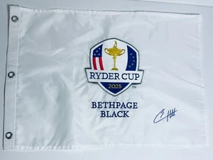 TYRRELL HATTON HAND SIGNED AUTOGRAPH 2025 RYDER CUP FLAG PIN COA AUTO PROOF - Picture 1 of 2