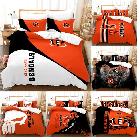 Cincinnati Bengals Bedding Sets 3 Pieces Cotton Blend Duvet Cover Pillowcase Cover