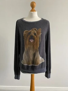 Wildfox Sweatshirt Beach Jumper Sweater Oversize Sz S Poss Fit 8 10 12 Cute Dog - Picture 1 of 11