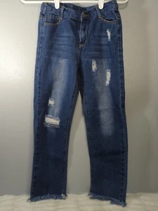 Chelsea & Violet Girls Size Large Distressed Cropped Blue Jeans K1 - Picture 1 of 7