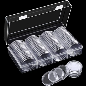 40mm Silver Coin Holder Case Capsules Storage Container Organizer Collection - Picture 1 of 7