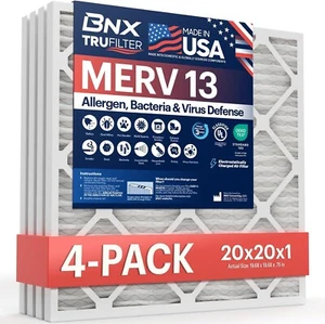 Premium MERV 13 4-Pack AC Furnace Filters - Captures Pollen, Bacteria & Mold - Picture 1 of 11
