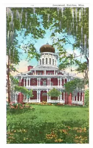 Natchez, MS - Longwood Linen Postcard Unposted Mansion Antebellum Home - Picture 1 of 2