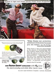 Gafas de sol Foster Grant 1960: anuncio impreso vintage Filter Factor - Imagen 1 de 1