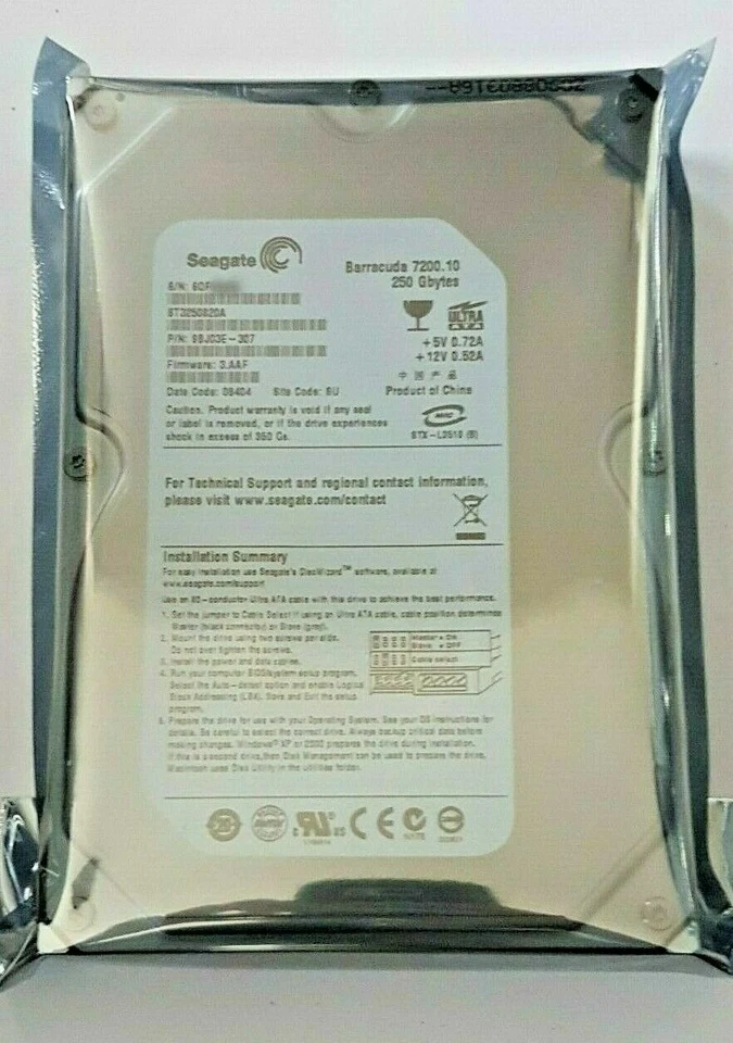 250GB IDE PATA HDD Seagate Barracuda 7200.10 ST3250620A  - Image 1 of 1
