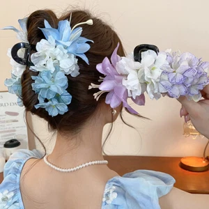 Trendige Stoffblumen Haarspange Elegant Für Party Und Alltag 13cm - Bild 1 von 21
