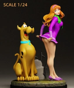 1/24 resin figure model H/75mm Cartoon girl and dog Unassembled Unpainted - Picture 1 of 2