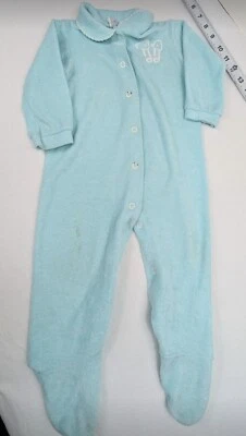 Vtg CARTERS Fleece Sleep Sack Bag Puppy OS Cozy Warm & Terry Cloth Pajamas Set - Image 1 of 4