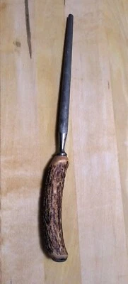 Afilador de cuchillos vintage mango de hueso/cuerno rústico primitivo país  Foto 1 de 4