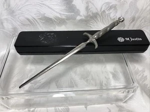 St Justin Pewter Claymore Two-Handed Sword with Crystal Letter Opener - Picture 1 of 11