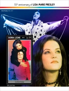 Lisa Presley Elvis Presley Michael Jackson MNH Stamps 2023 Sierra Leone S/S - Picture 1 of 1