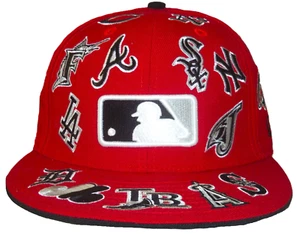 DE COLECCIÓN Y2K MLB LOGOTIPO DE CADA EQUIPO NEW ERA 59FIFTY * 50 GORRA ROJA AJUSTADA SOMBRERO 7 1/4 - Imagen 1 de 4