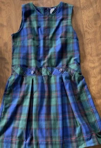 Vintage Plaid School Uniform Pleated Dress Jumper Royal Park Girls Size 12 - Picture 1 of 5
