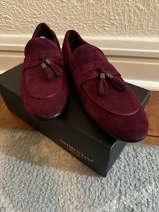 Mens genuine suede leather burgundy tassel loafers. Size 9 - Picture 1 of 4