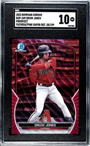 Bowman Chrome Druw Jones 2023 fucsia rosa onda de vapor/199 #BCP-249 SGC 10 GEMAS💎 - Imagen 1 de 2