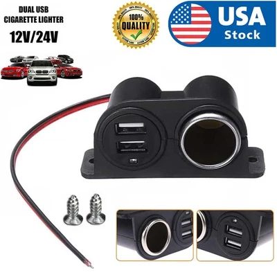 Divisor de enchufe de encendedor de cigarrillos de coche de 12 V cargador USB doble adaptador de corriente toma de corriente Foto 1 de 4