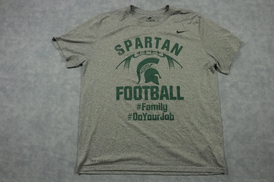 Camisa masculina Michigan State Spartans XL cinza verde futebol NCAA Nike Dri Fit - Imagem 1 de 4