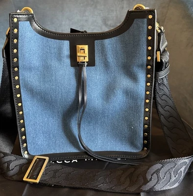 Bolso Rebecca Minkoff Darren Md Azul Denim An Negro Foto 1 de 4