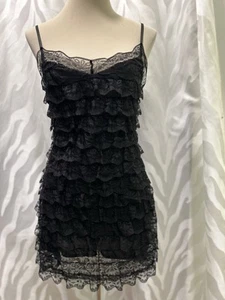 White Fox Black Layered Lace Ruffle Mini Dress Size M - Picture 1 of 10