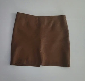 Falda de cuero marrón talla 14 - Imagen 1 de 6