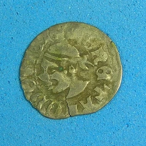 Hungary Medieval Silver Denar 1373-1382, Saracen Head, Louis I, Combined S/H - Picture 1 of 3