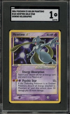 Pokemon Mewtwo Gold Star EX Holon Phantoms Holo Ultra Raro #103 SGC 1 Foto 1 de 2