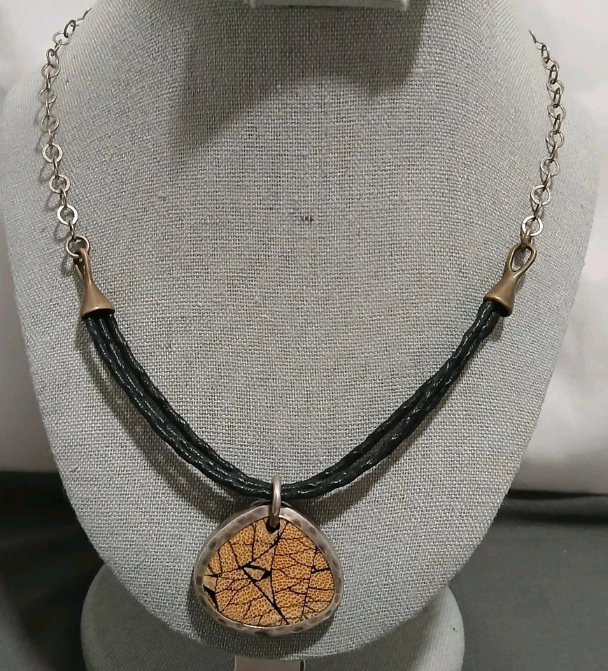 Collar reversible colgante de resina de bambú Silpada plata de ley 925 sin pulir  Foto 1 de 4