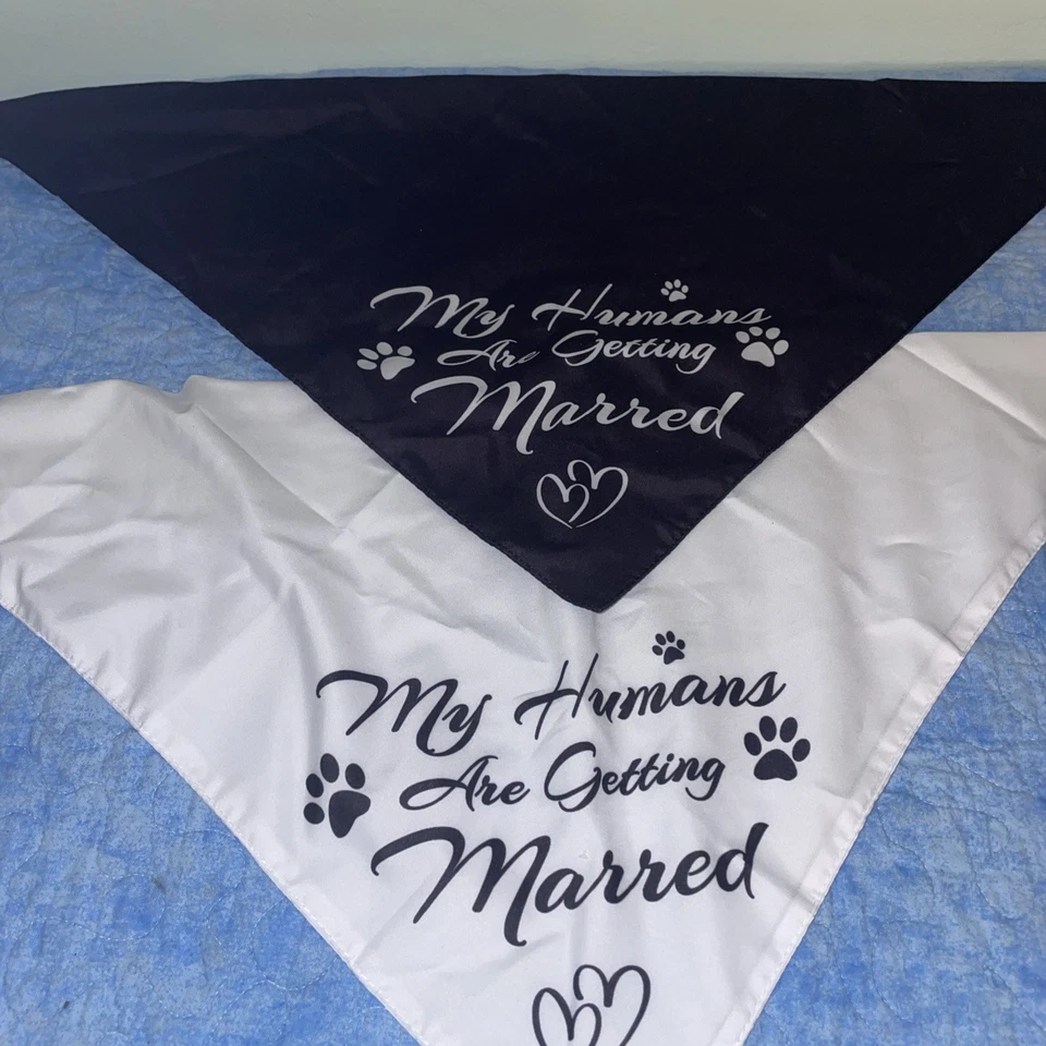 Bandana para perro corbata en "My Humans Are Getting Married" 2 piezas negro/blanco OSFA 28' longitud Foto 1 de 4