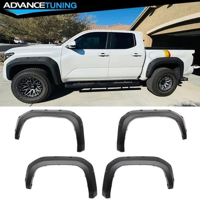 Fits 24-25 Toyota Tacoma 4PCS Pocket Style PP Fender Flares Wheel Covers Black Foto 1 de 4
