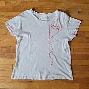 Mother Embroidered Cotton Linen Round Neck T Shirt The Sinful High As A Kite Tee - Picture 1 of 10