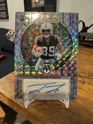 2023 Panini Mosaic Football Tre Tucker Rookie RC Auto Scripts Silver Prizm - Image 1 of 2