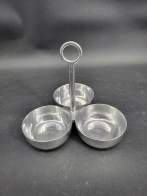 Pottery Barn Barona 3 Section Condiment Serving Bowl Set Aluminum - 1 Large PCS - Image 1 of 4