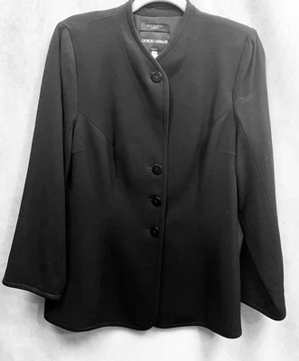 Giorgio Armani стильный шик черный женщин шерстяная смесь брюки и куртка блейзер костюм 48 - Изображение 1 из 4
