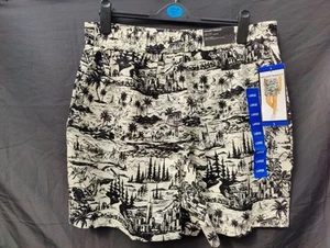 Hilary Radley Shorts Linen Blend Black White Large High Waist Holiday L@@K - Picture 1 of 4